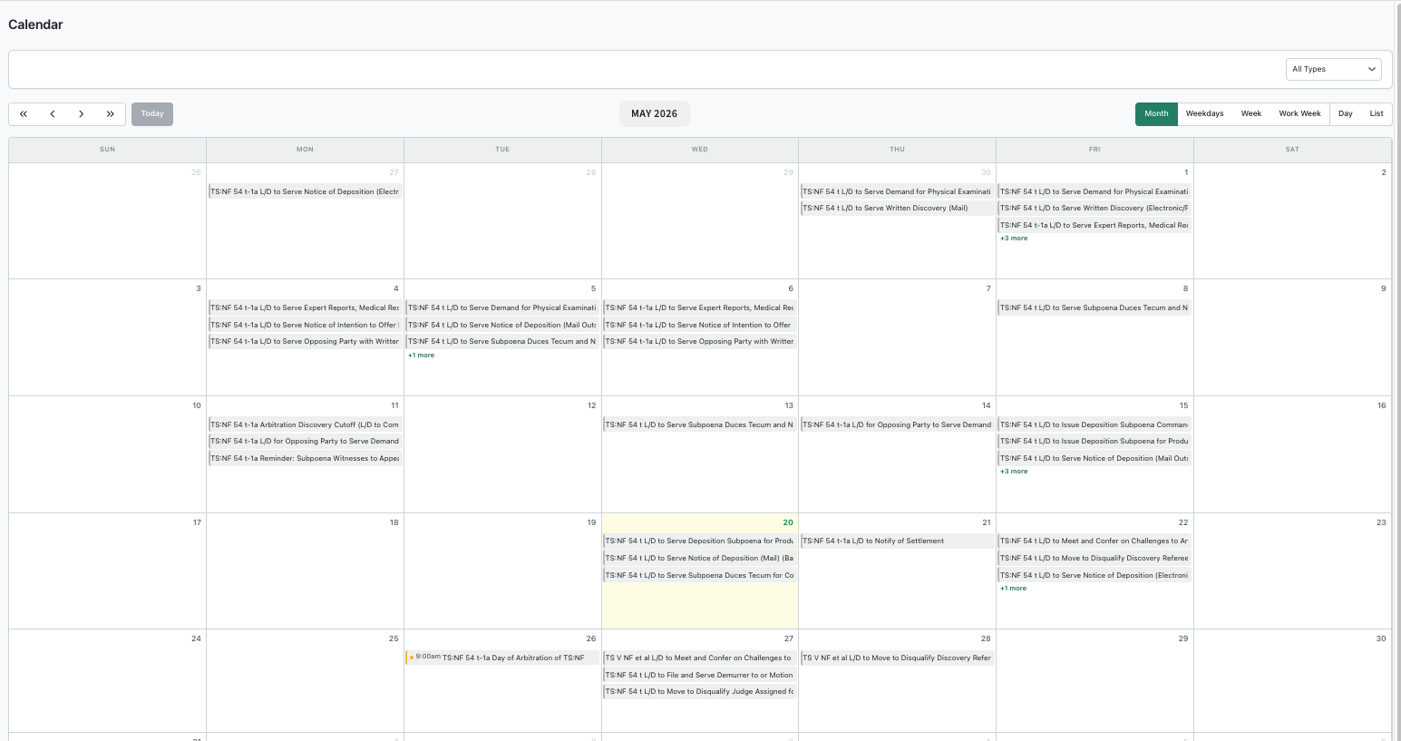 /docket calendar view in month mode