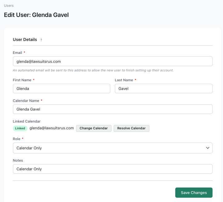 Edit User page